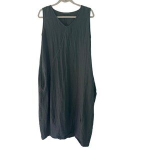 Cut Loose Womens Dress Size Small Green Faux Wrap Midi Pockets V Neck Casual